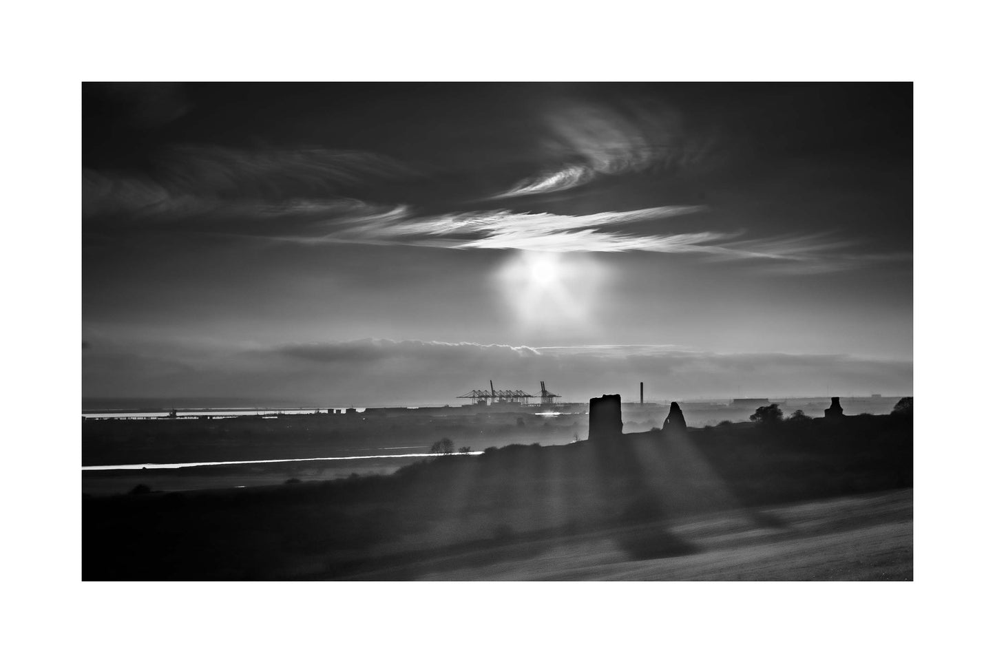 Hadleigh Castle in Shadow – Black and White Photography of the Thames Estuary