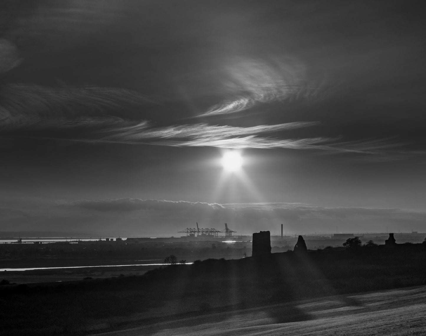 The Long Shadow - Hadleigh Castle: Black and White Photography of the Thames Estuary