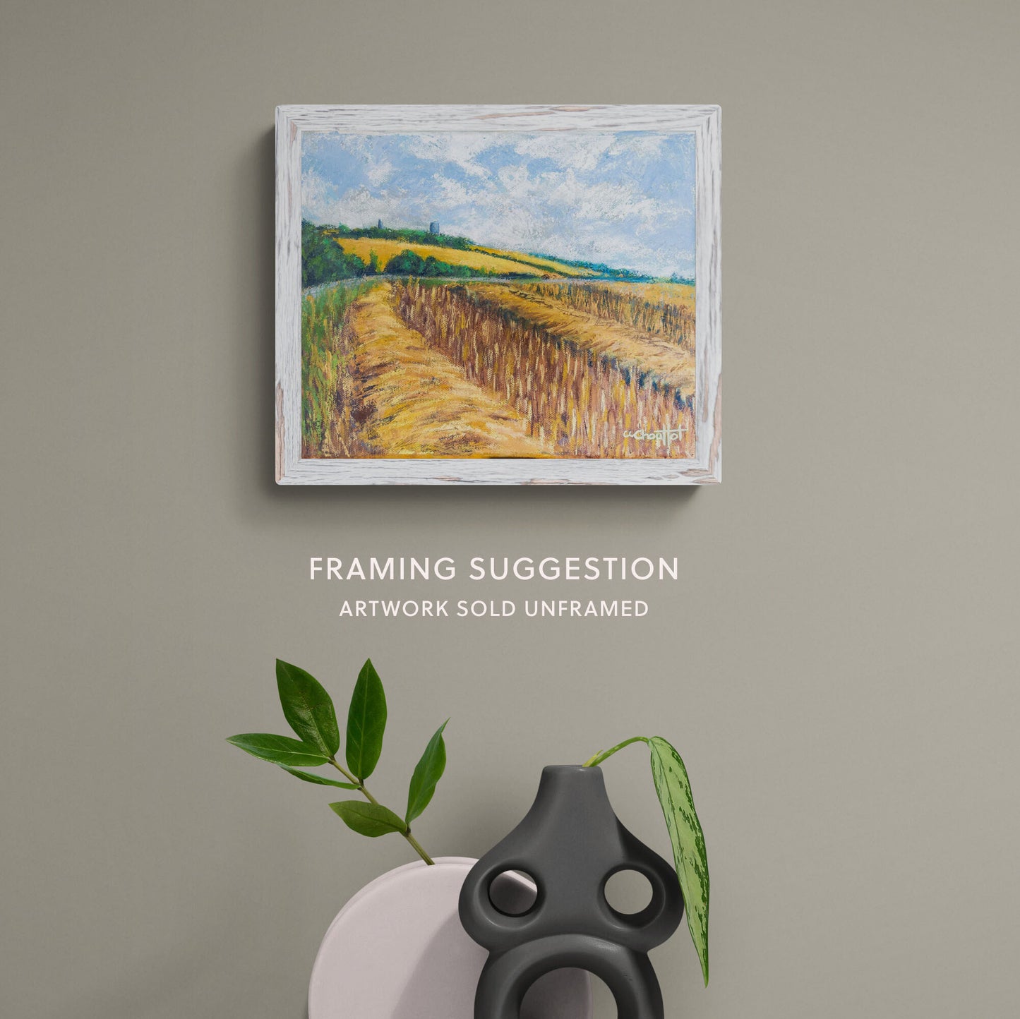 Hadleigh Castle Over Golden Fields | Acrylic on stretched canvas 302x250 mm