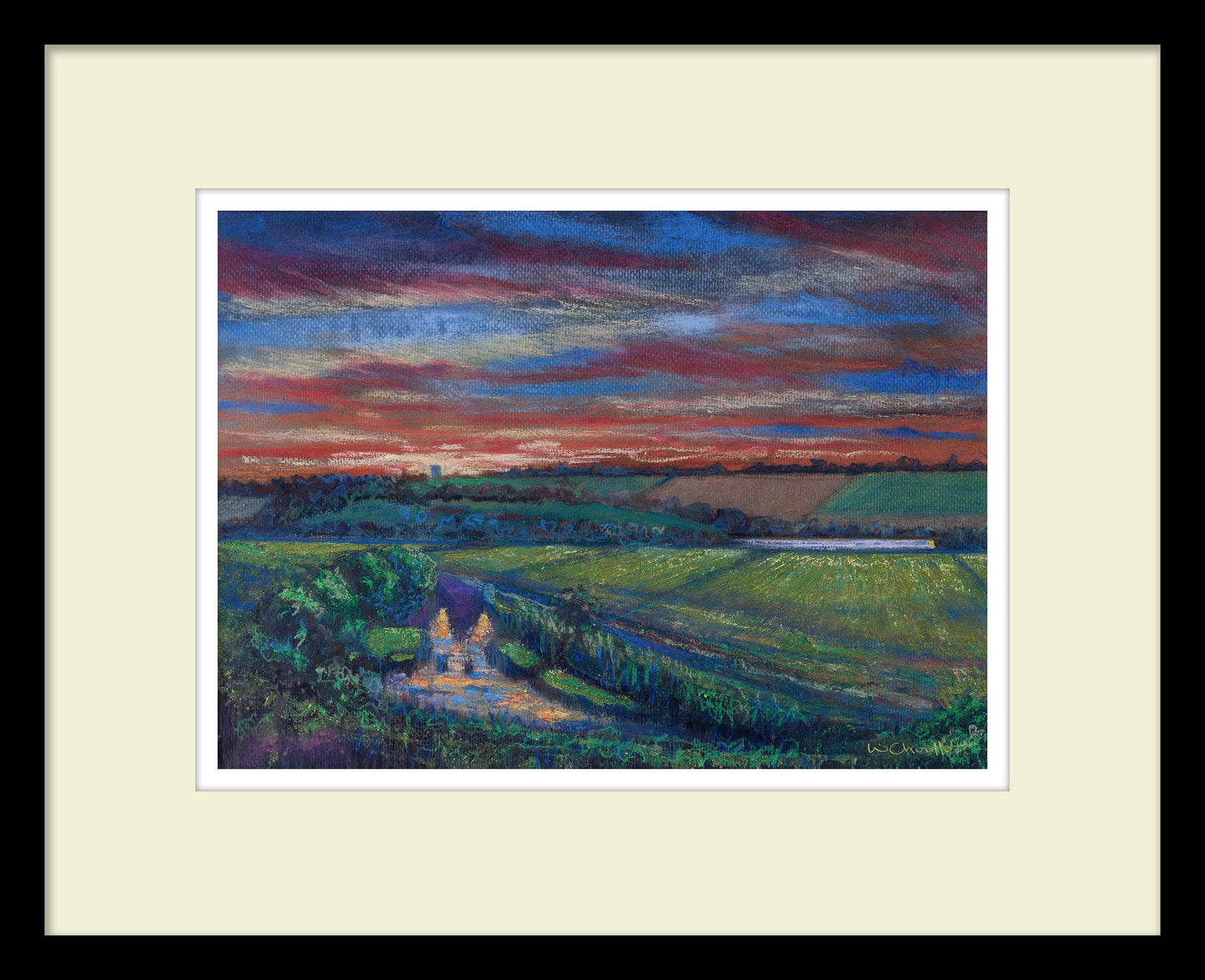 Hadleigh Castle Sunset – Original Pastel Landscape Painting